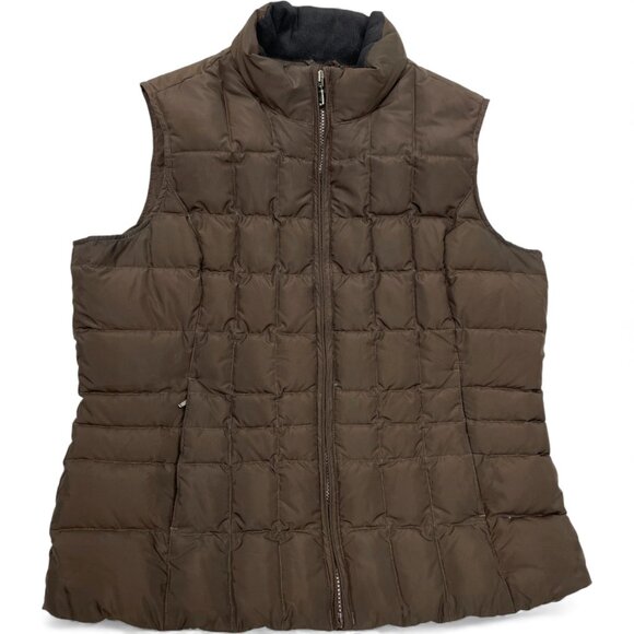 Eddie Bauer Goose Down Brown Puffer Quilted Ski Vest Jacket Women's Large - Picture 3 of 8